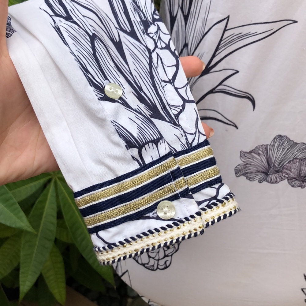 Vilagallo White Button Down With Pineapples And F… - image 7